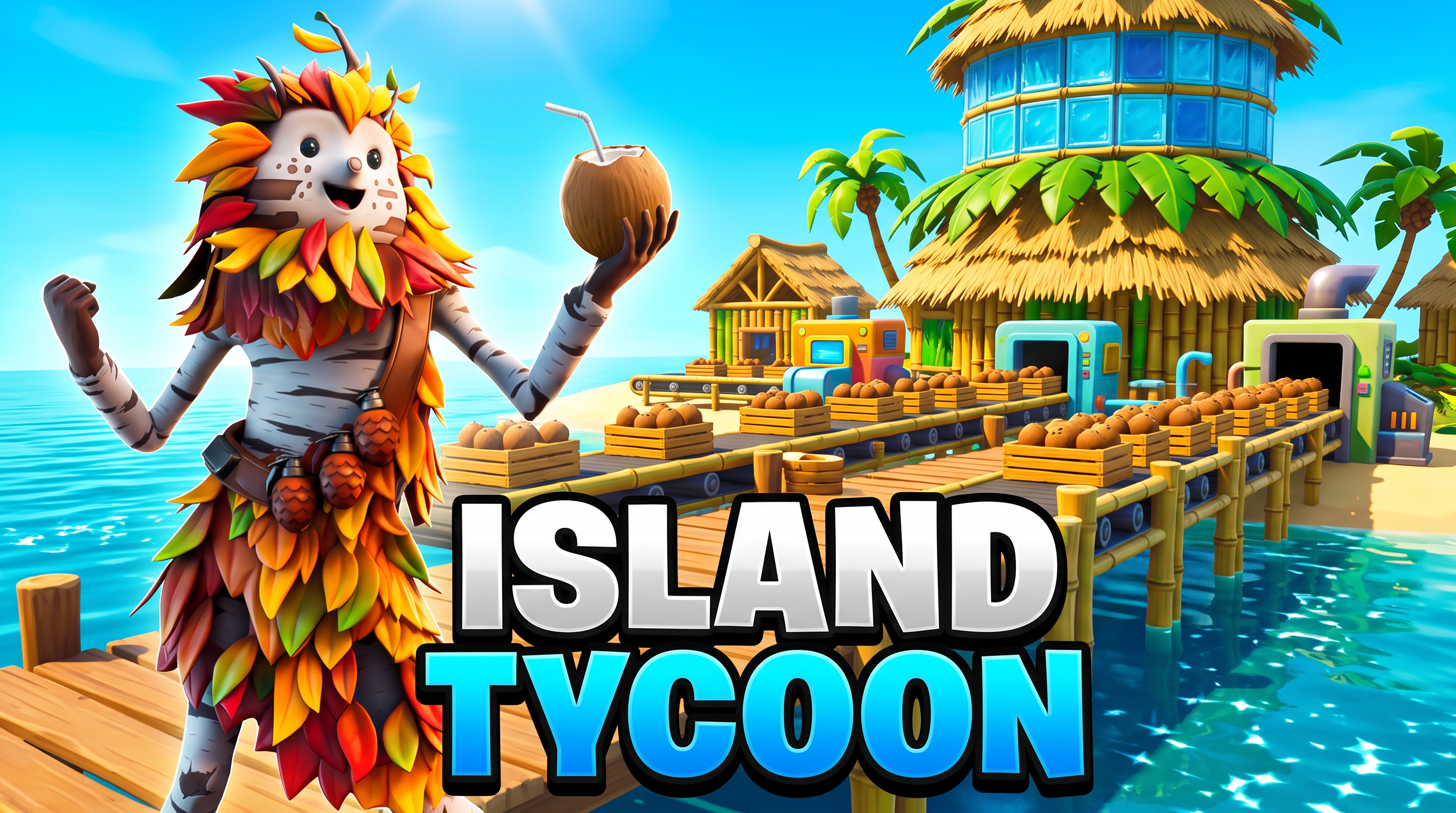Fortnite thumbnail in Tycoon style, generated with Nano Banana 2 at 2K