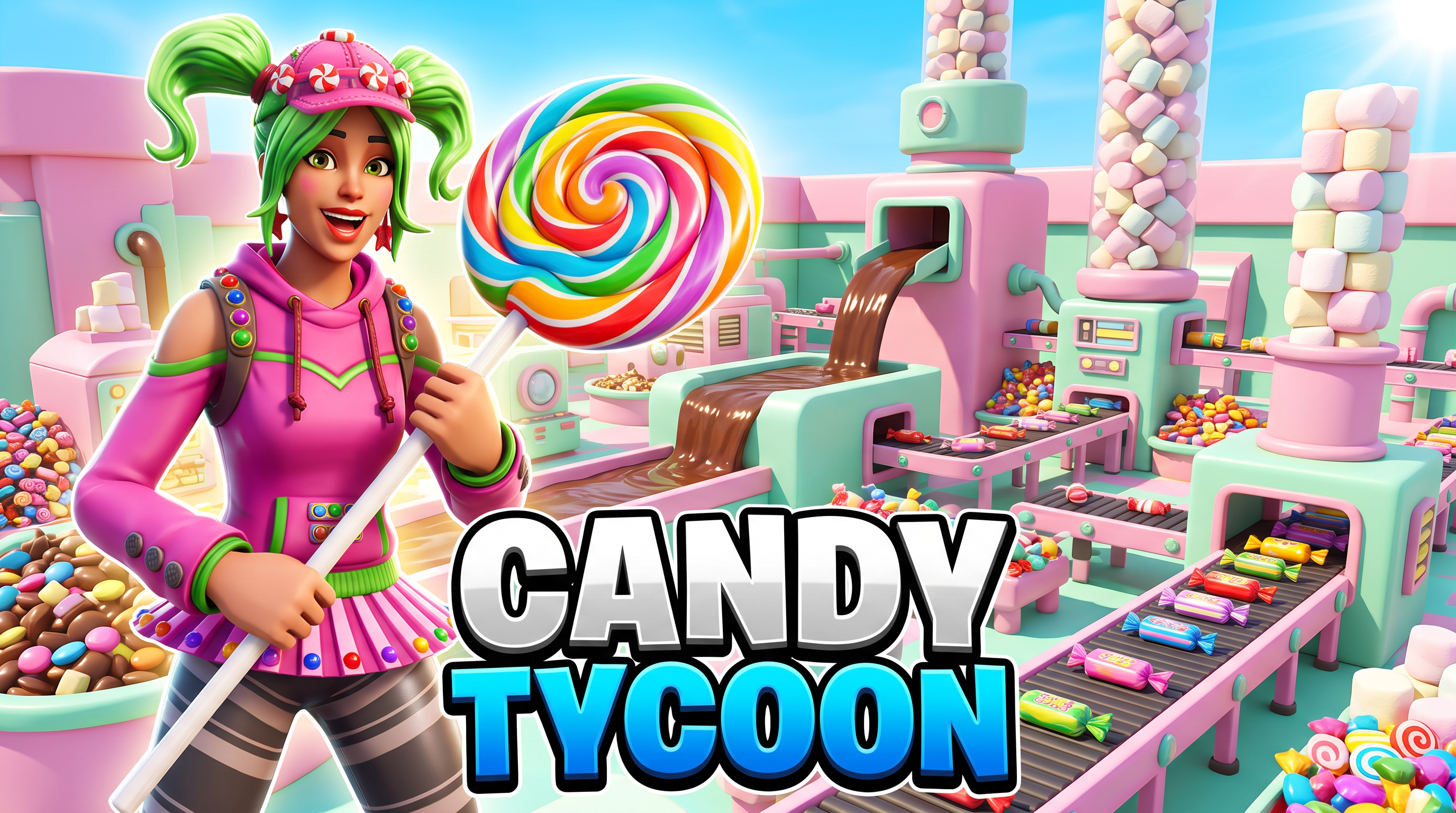 Fortnite thumbnail in Tycoon style, generated with Nano Banana 2 at 2K