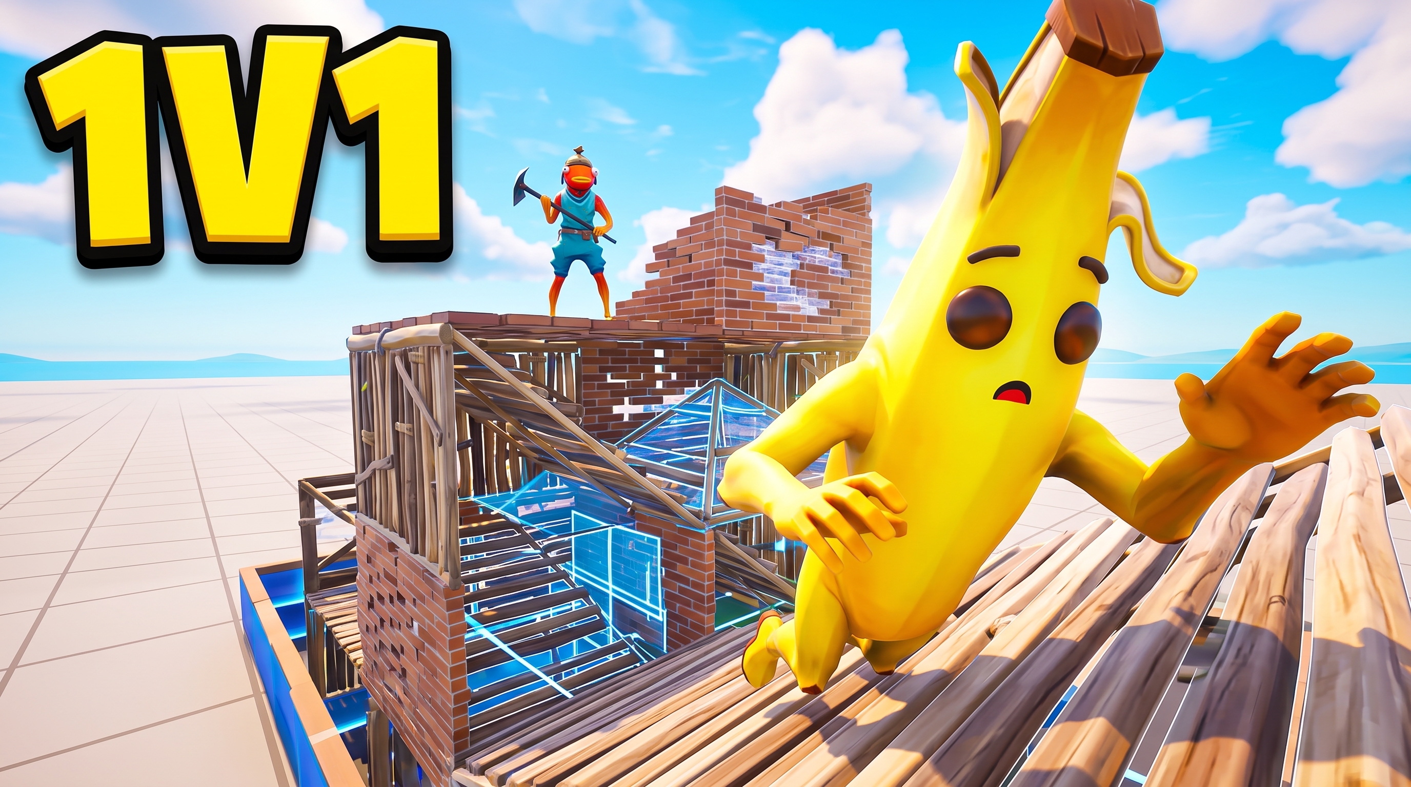 Fortnite thumbnail in 1v1 Fight style, generated with Nano Banana 2 at 2K